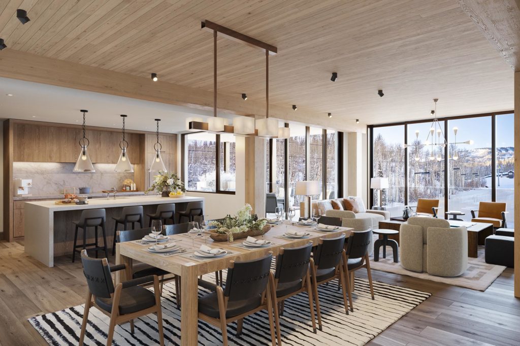 Kitchen and dining Rendering, Residence 402